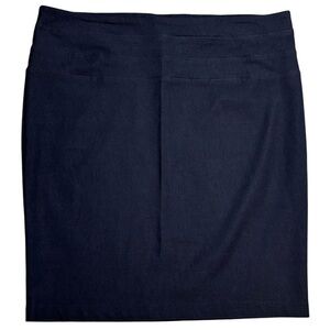 NWT Studio Point Navy Blue Stretchy Pull on Lightweight Midi Skirt XL